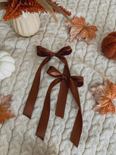 Load image into Gallery viewer, Brown Satin Hair Bows (set of 2)