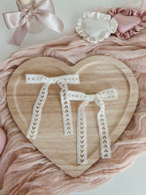 Load image into Gallery viewer, "White Lace Hearts" Hair Bows (set of 2)
