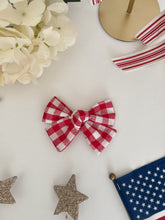 Load image into Gallery viewer, "Cherry Gingham" Hair Bow
