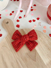 Load image into Gallery viewer, &quot;Red Tweed&quot; Hair Bow
