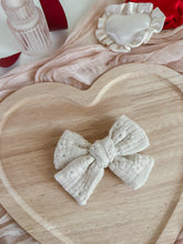 Load image into Gallery viewer, "Ivory Flowers" Muslin Hair Bow
