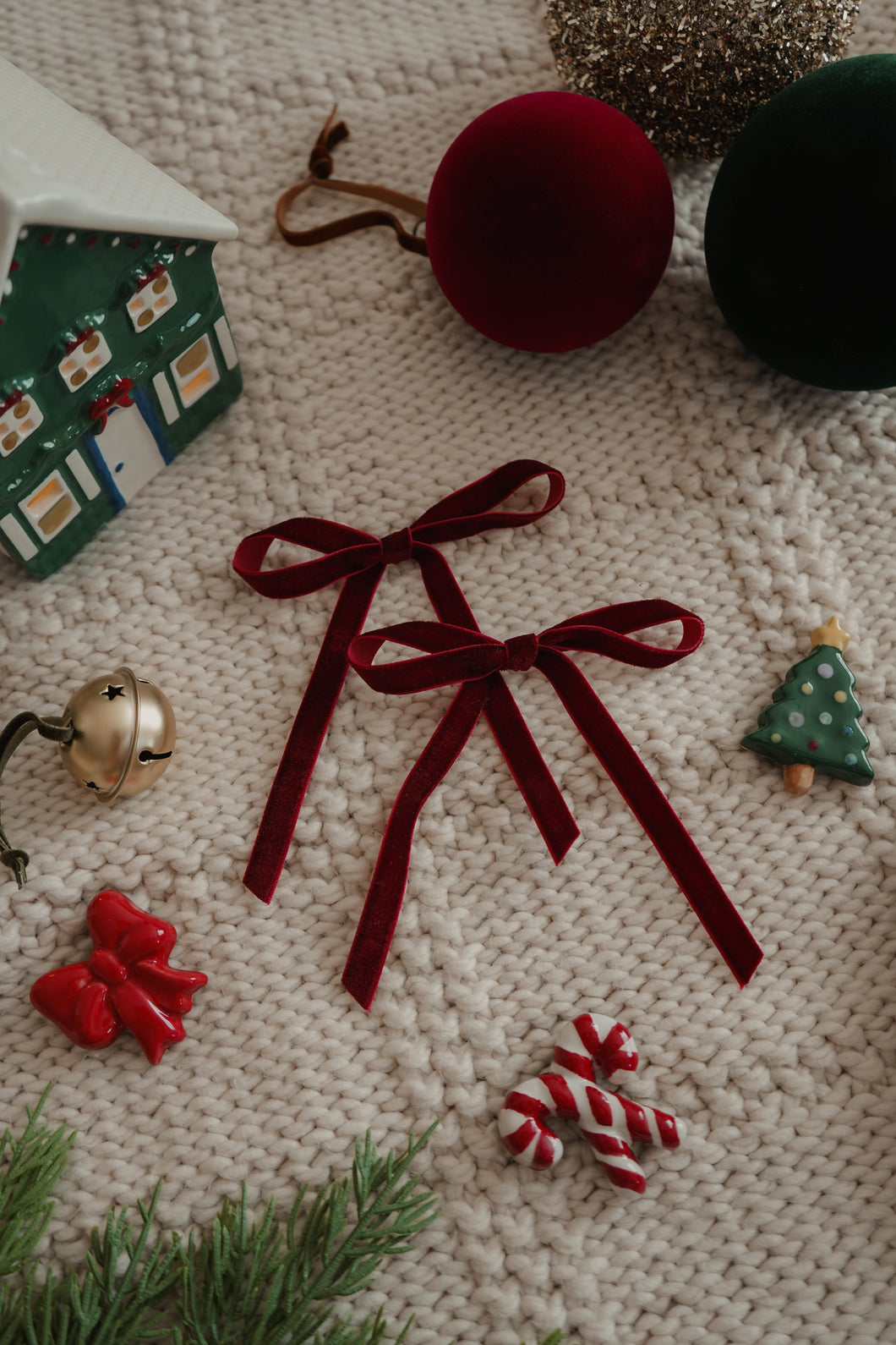 Burgandy Velvet Hair Bows (set of 2)