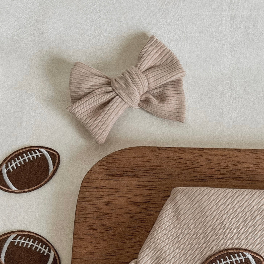 Taupe Ribbed Hair Bow