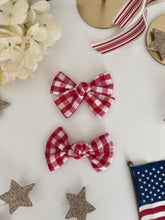 Load image into Gallery viewer, "Cherry Gingham" Hair Bow
