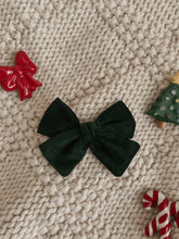 Load image into Gallery viewer, Hunter Green Corduroy Hair Bow
