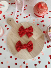 Load image into Gallery viewer, &quot;Red Tweed&quot; Hair Bow
