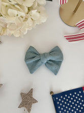 Load image into Gallery viewer, Blue Pointelle Hair Bow
