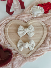 Load image into Gallery viewer, "Ivory Flowers" Muslin Hair Bow
