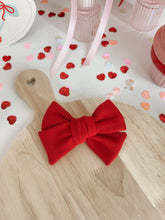 Load image into Gallery viewer, Red Ribbed Hair Bow
