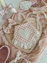 Load image into Gallery viewer, "Cottage Rose" Gingham Hair Bow
